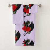 Black Dragon Rote Rosen Lavender Badhandtuch Set (Insitu)