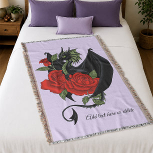 Black Dragon Rote Rosen Lavender Decke