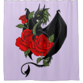 Black Dragon Rote Rosen Lavender Duschvorhang (Vorderseite)