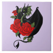 Black Dragon Rote Rosen Lavender Fliese (Vorderseite)