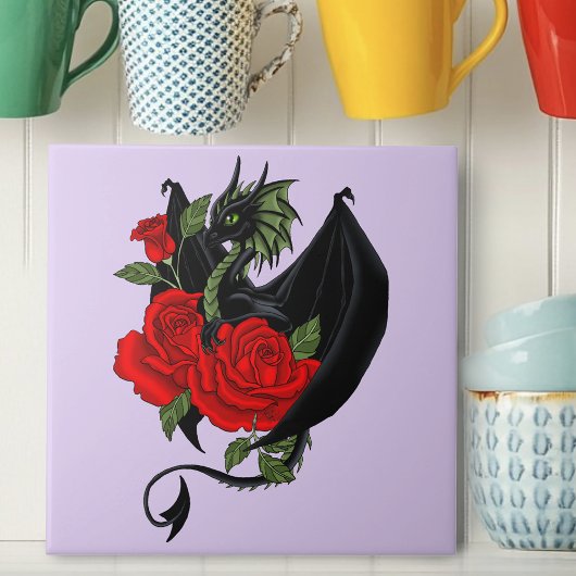 Black Dragon Rote Rosen Lavender Fliese