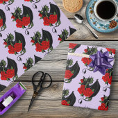 Black Dragon Rote Rosen Lavender Geschenkpapier