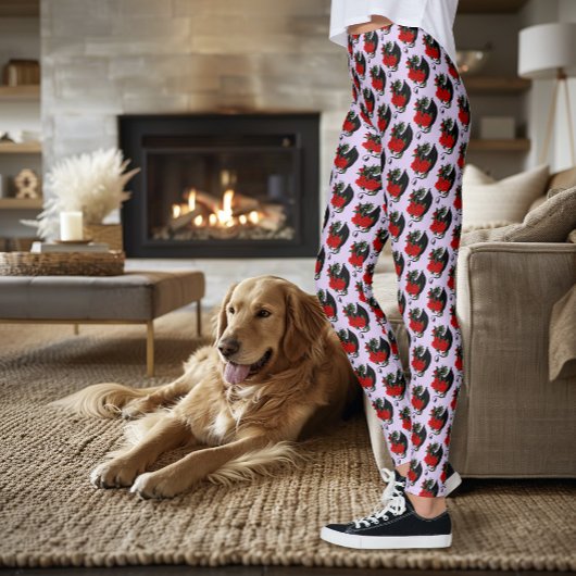 Black Dragon Rote Rosen Lavender Leggings