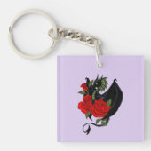 Black Dragon Rote Rosen Lavender Schlüsselanhänger (Vorderseite)