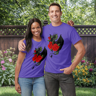 Black Dragon Rote Rosen Lavender T-Shirt