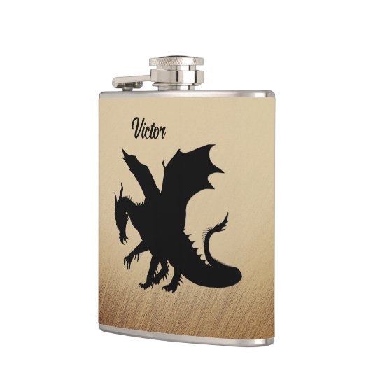 Black Dragon Rustic Background Personal Flachmann (Links)