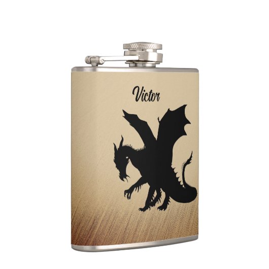 Black Dragon Rustic Background Personal Flachmann (Rechts)