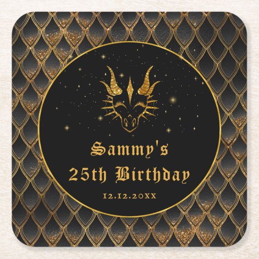 Black Dragon Scales Gold Imitate Glitzer Geburtsta Rechteckiger Pappuntersetzer (Vorderseite)