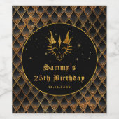 Black Dragon Scales Gold Imitate Glitzer Geburtsta Weinetikett (Einzelnes Label)