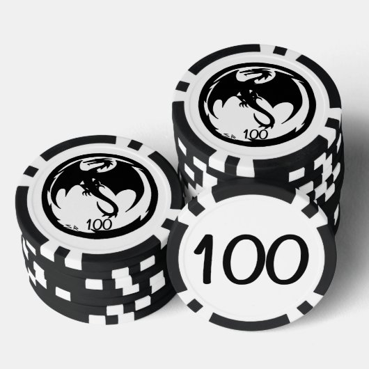 Black Dragon white black 100 striped Poker chip (Stapel)