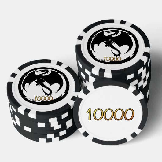 Black Dragon white blk gold 10K Stripe Poker Chip (Stapel)