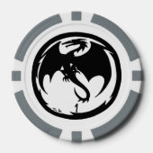 Black Dragon white grau 1 gestreifter Poker Chip (Vorderseite)