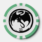 Black Dragon white green 25 striped Poker Chip (Vorderseite)