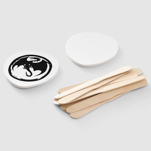 Black Dragon white paddle hand fans Fächer (Non-assembled)