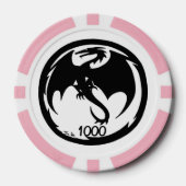 Black Dragon white pink 1000 gestreifter Poker Chi Pokerchips (Vorderseite)