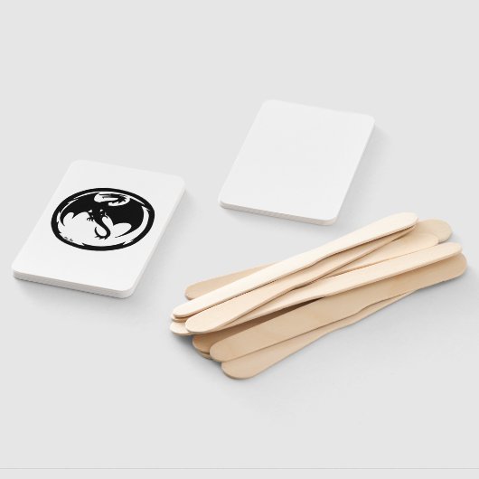 Black Dragon white rectangle hand fans Fächer (Non-assembled)