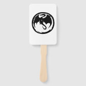 Black Dragon white rectangle hand fans Fächer (Vorderseite)