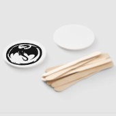 Black Dragon white round hand fans Fächer (Non-assembled)