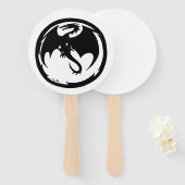 Black Dragon white round hand fans Fächer (Vorne und Hinten)