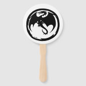 Black Dragon white round hand fans Fächer (Vorderseite)