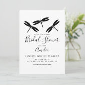 Black Dragonflies Bridal Dusche Einladung (Stehend Vorderseite)
