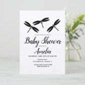 Black Dragonflies Rustic Baby Dusche Einladung (Stehend Vorderseite)