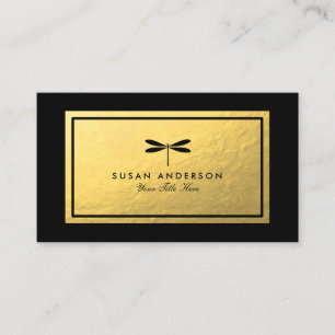 Black Dragonfly Business Card Gold Foil Visitenkarte
