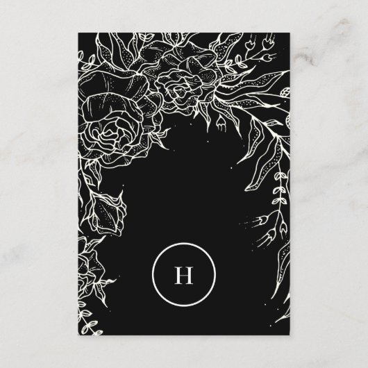 Black Dramatic Wreath Wedding RSVP Karte (Rückseite)