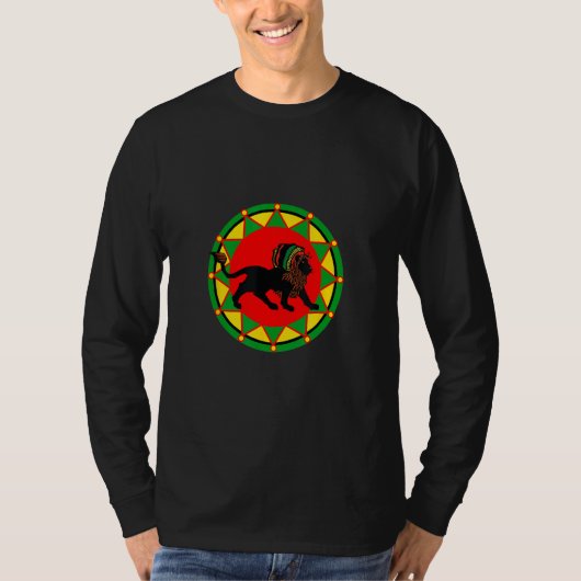 Black Dreadlock Rasta Reggae Lion Design T-Shirt (Vorderseite)