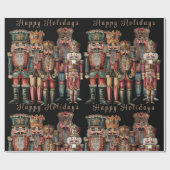 Black Dreamy Nutcracker Kings Wrapping Paper Geschenkpapier (Flach)