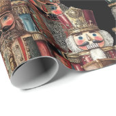 Black Dreamy Nutcracker Kings Wrapping Paper Geschenkpapier (Rolleneckpunkt)