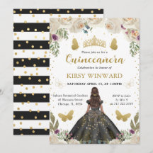 Black Dress Dark Skin Princess Quinceanera
