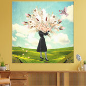 Black Dress Dried Blume Bouquet & Sky Collage Leinwanddruck (Insitu (Wohnzimmer))
