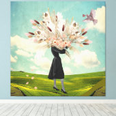 Black Dress Dried Blume Bouquet & Sky Collage Leinwanddruck (Insitu (Holzboden))