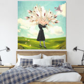 Black Dress Dried Blume Bouquet & Sky Collage Leinwanddruck (Insitu (Schlafzimmer))