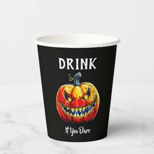 Black Drink, wenn Sie es wagen Halloween Lächeln P Pappbecher (Rückseite)