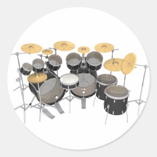 Black Drum Kit: 10 Stück: Runder Aufkleber (Vorderseite)