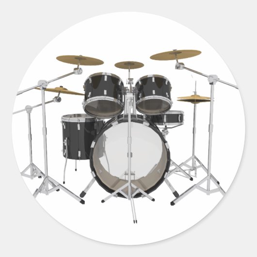 Black Drum Kit: Runder Aufkleber (Vorderseite)