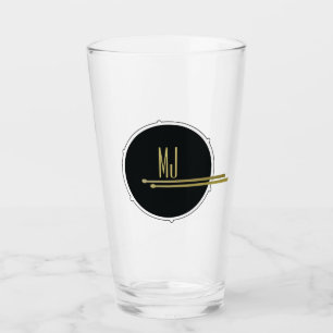 Black Drums Cool Modern Music Mit Monogramm Glas