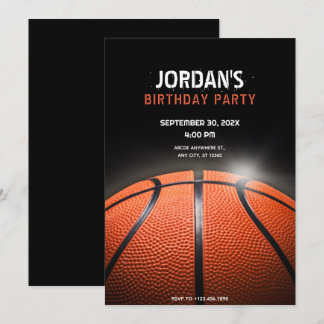 Black Dunkel Basketball Geburtstag Einladung
