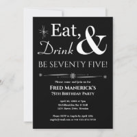 Black Eat Drink 70 Five Retro 75. Geburtstag