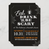 Black Eat Drink und Beängstigendes Halloween-Party Einladung (Vorne/Hinten)