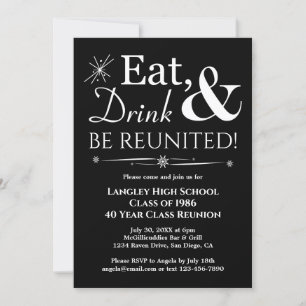 Black Eat Drinks wieder vereint Retro Class Wieder Einladung