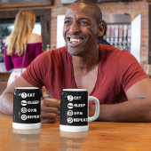 Black Eat Sleep Gym Repeat Icon Tasse