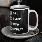Black Eat Sleep Gym Wiederholungssymbol Tasse