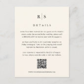 Black & Ecru Monogram Wedding QR Code Begleitkarte (Vorderseite)