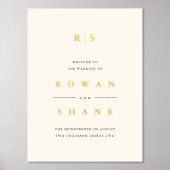 Black & Ecru Monogram Wedding Willkommen Foliendrucke (Vorderseite)