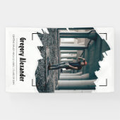 Black Edgy Abstrakt Brushstroke Foto Abschluss Banner (Horizontal)