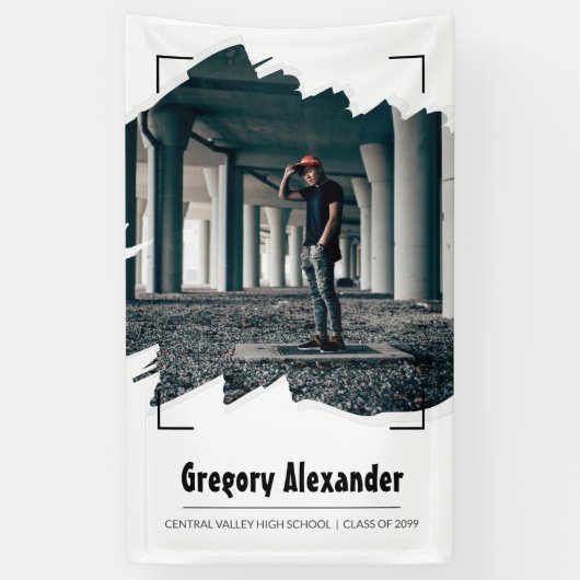 Black Edgy Abstrakt Brushstroke Foto Abschluss Banner (Vertikal)