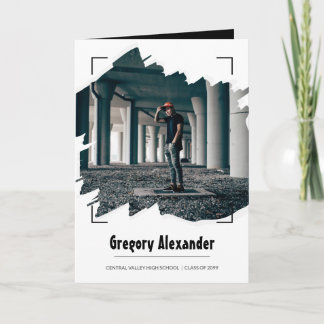 Black Edgy Abstrakt Brushstroke Foto Abschluss Einladung